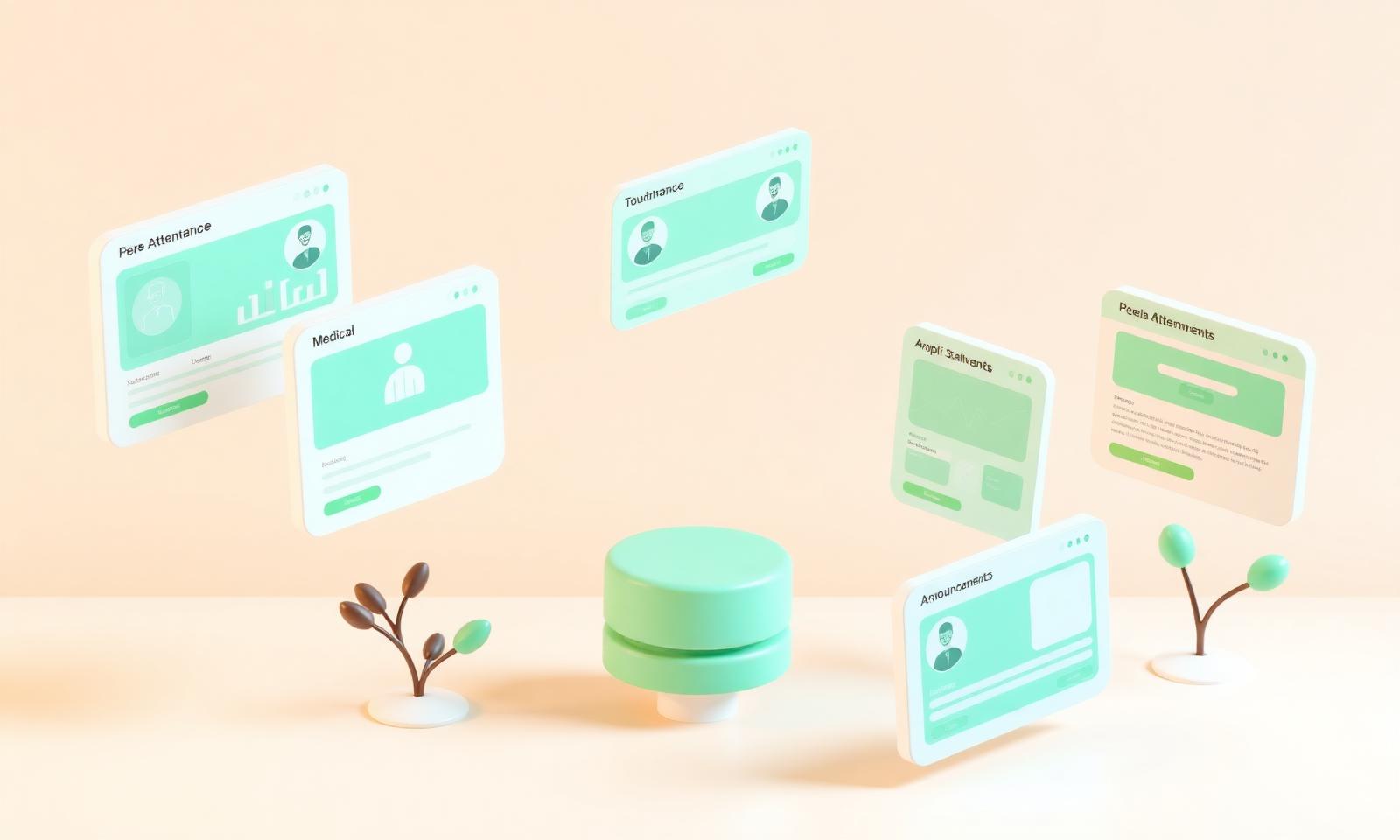 Calm 3D illustration of the Good Tree Portal module ecosystem